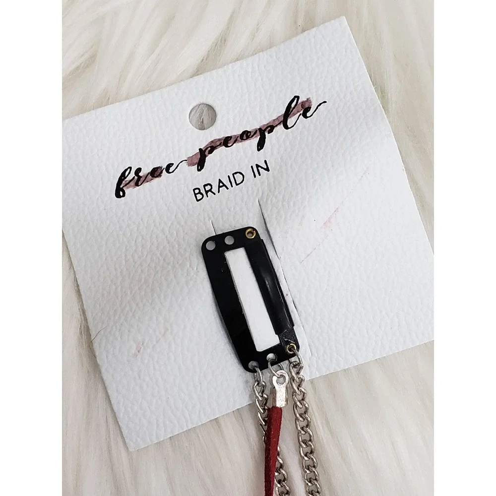 NEW Free People CHAIN FAUX LEATHER Hair Braid In Extension Accessory BIKER GOTH